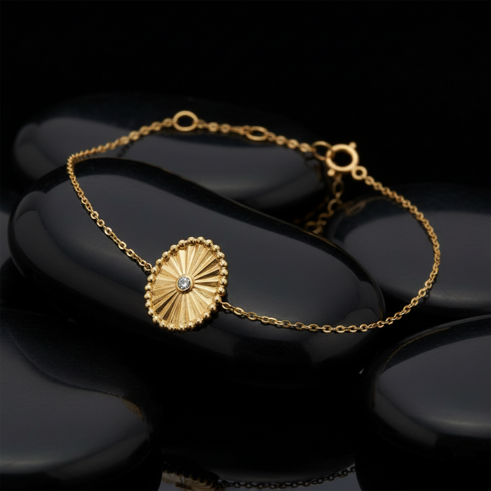 Orbit Diamond Bangle Bracelet in 14K Yellow Gold