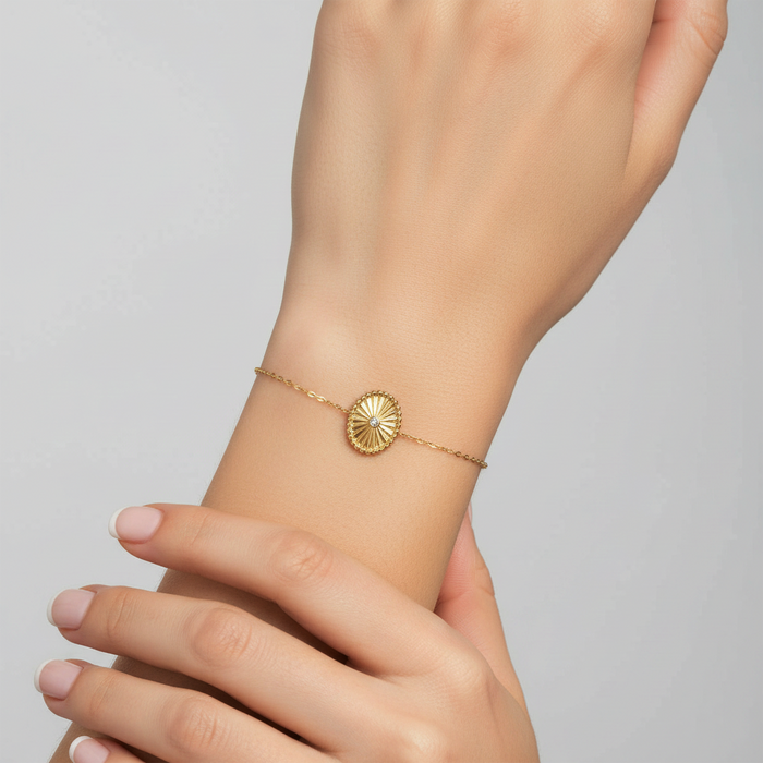 Orbit Diamond Bangle Bracelet in 14K Yellow Gold