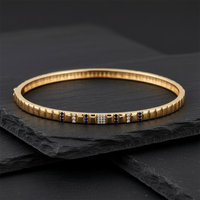 Blue Sapphire Stackable Bangle Bracelet in 14K Gold
