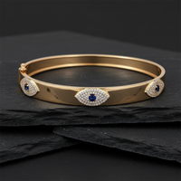 Evil Eye Sapphire Bangle Bracelet in 14K Yellow Gold