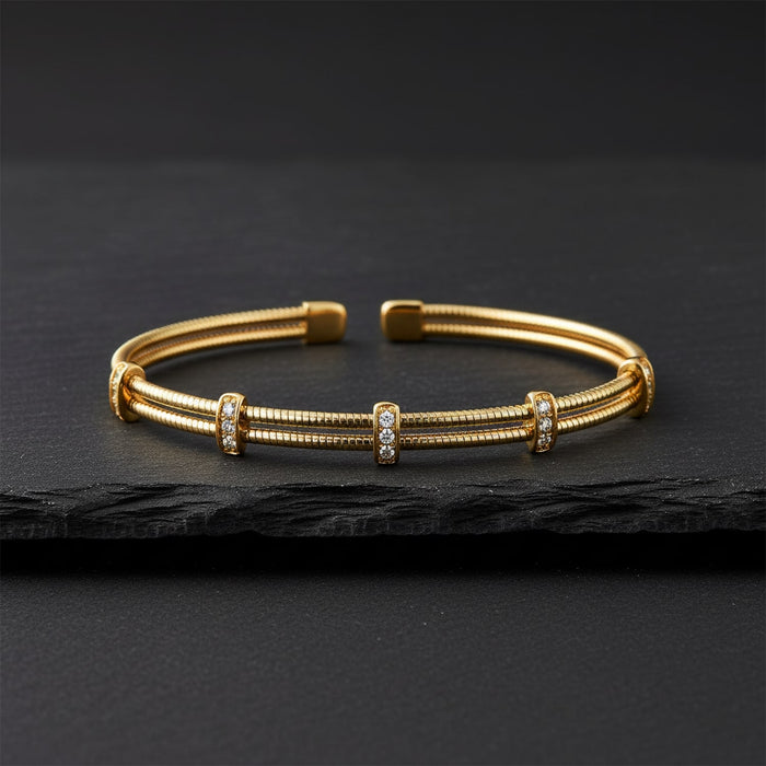 Sapphire Gleam Round Diamond Bar Tennis Bracelet in 14K Gold