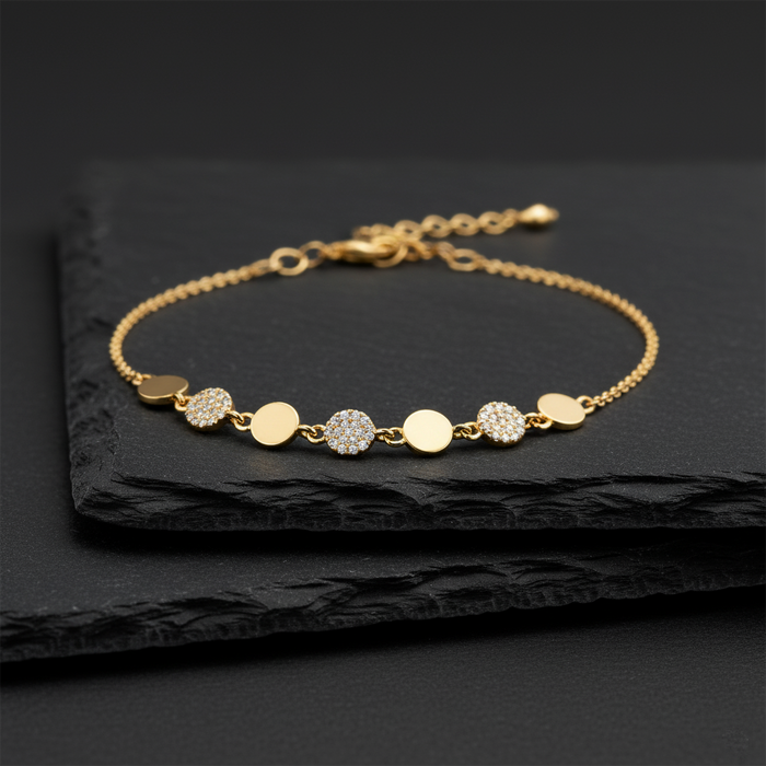 Diamond Disc Bracelet in 14K Yellow Gold