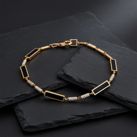 Sapphire Diamond Link Bracelet in 14K Yellow Gold