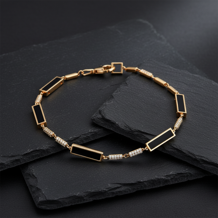Sapphire Diamond Link Bracelet in 14K Yellow Gold