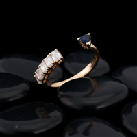 Heart Baguette Diamond Open Ring in 14K Yellow Gold
