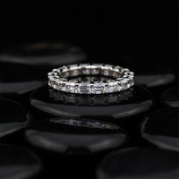Petite Emerald Cut Diamond Eternity Ring in 18K White Gold