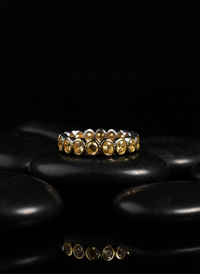 Bezel Yellow Sapphire Eternity Band Ring in 18K Yellow Gold