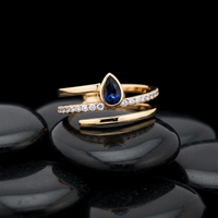 Wrap Pear Sapphire Diamond Ring in 14K Yellow Gold