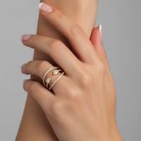 Double Pear Open Band Ring in 14K Yellow Gold
