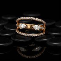 Double Pear Open Band Ring in 14K Yellow Gold