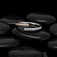 Two Tone White Diamond 14K White Yellow Gold Open Ring