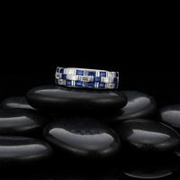 Baguette Sapphire Diamond Ring in 14K White Gold