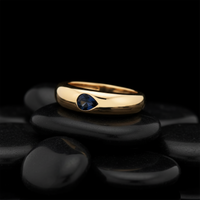Solitaire Pear Sapphire Band Ring in 14K Yellow Gold