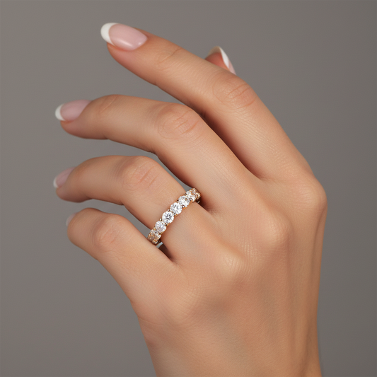 Round White Diamond Eternity Band Ring in 14K Yellow Gold