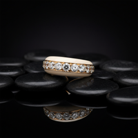 White Enamel Diamond Band Ring in 14K Yellow Gold