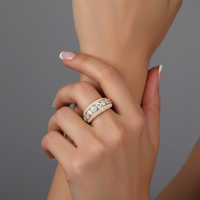 White Enamel Diamond Band Ring in 14K Yellow Gold