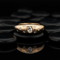 Scattered Oval Diamond Dome Ring in 14K Yellow Gold