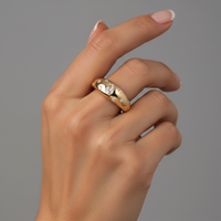 Scattered Oval Diamond Dome Ring in 14K Yellow Gold