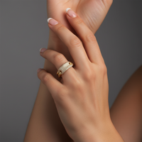 Pave Diamond Chain Link Statement Ring in 14K Yellow Gold