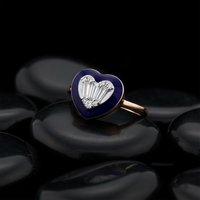 Diamond Eclipse Enamel Solitaire Ring in 14K Gold