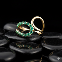 Open Emerald Pave Teardrop Swirl Ring in 14K Yellow Gold