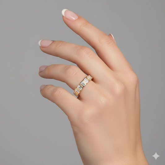 Emerald Cut Diamond Eternity Band Ring in 14K Yellow Gold