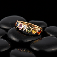 Diamond Multi-Sapphire Eternity Ring in 14K Yellow Gold