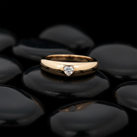Solitaire Heart Diamond Band Ring in 14K Yellow Gold