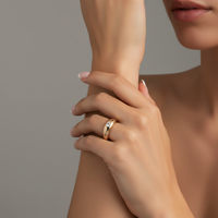 Solitaire Heart Diamond Band Ring in 14K Yellow Gold