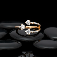 Open Wrap Diamond Small Heart Ring in 14K Yellow Gold
