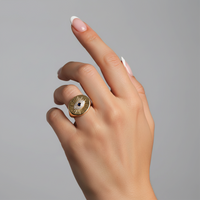 Pinnacle Blue Diamond Sapphire Signet Ring in 14K Yellow Gold
