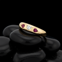 Diamond Shine Ruby Dome Ring in 14K Yellow Gold