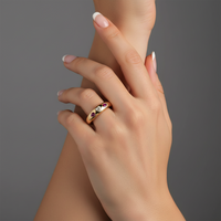 Diamond Shine Ruby Dome Ring in 14K Yellow Gold