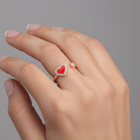 Diamond Studded Heart Open Wrap Ring in 14K Yellow Gold