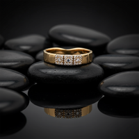 Geometric Pave Diamond Bar Ring in 14K Yellow Gold
