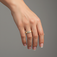 Geometric Pave Diamond Bar Ring in 14K Yellow Gold