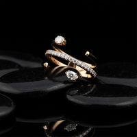 Double Band Black Enamel Oval Ring in 14K Yellow Gold