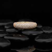 Pave Diamond Domed Band Ring in 14K Gold