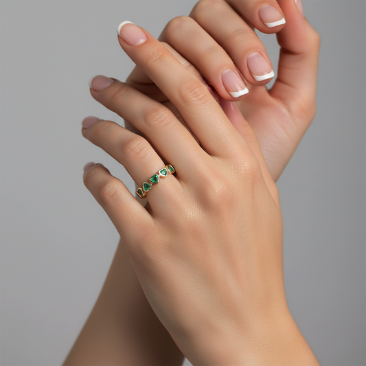 Radiance Emerald Diamond Eternity Ring in 14K Yellow Gold