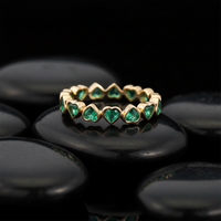 Radiance Emerald Diamond Eternity Ring in 14K Yellow Gold