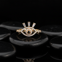 Evil Eye Protection Diamond Ring in 14K Yellow Gold