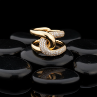 Blue Sapphire Glam Diamond Ring in 14K Yellow Gold