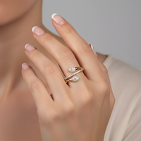 Spiral Diamond Open Wrap Ring in 14K Yellow Gold