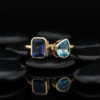 Open Teardrop Pave Diamond Ring in 14K Yellow Gold