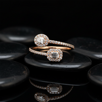 Two Shape Diamond Open Wrap Ring in 14K Yellow Gold