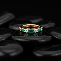 Emerald Diamond Ruby Eternity Ring in 14K Yellow Gold