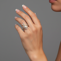 Diamond Petal Vine Baguette Center Ring in 14K Gold