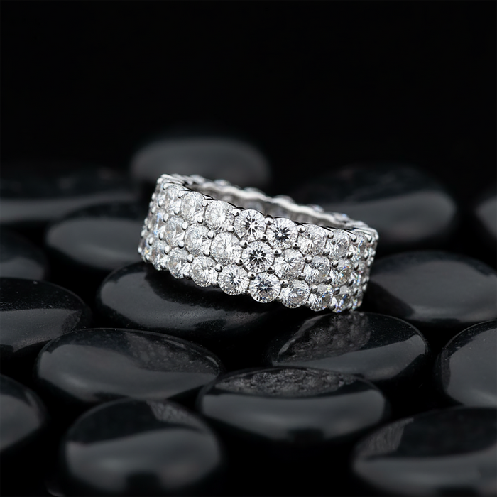 Emerald Love Diamond Eternity Ring in 14K Yellow Gold