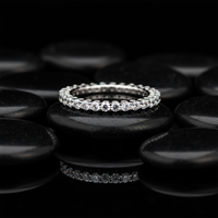Petite Round Diamond Eternity Band Ring in 18K White Gold