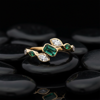 Ethereal Diamond Emerald Eternity Ring in 14K Yellow Gold